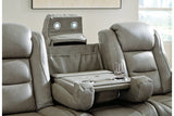 The Man-Den Gray Power Reclining Sofa and Loveseat -  Ashley - Luna Furniture