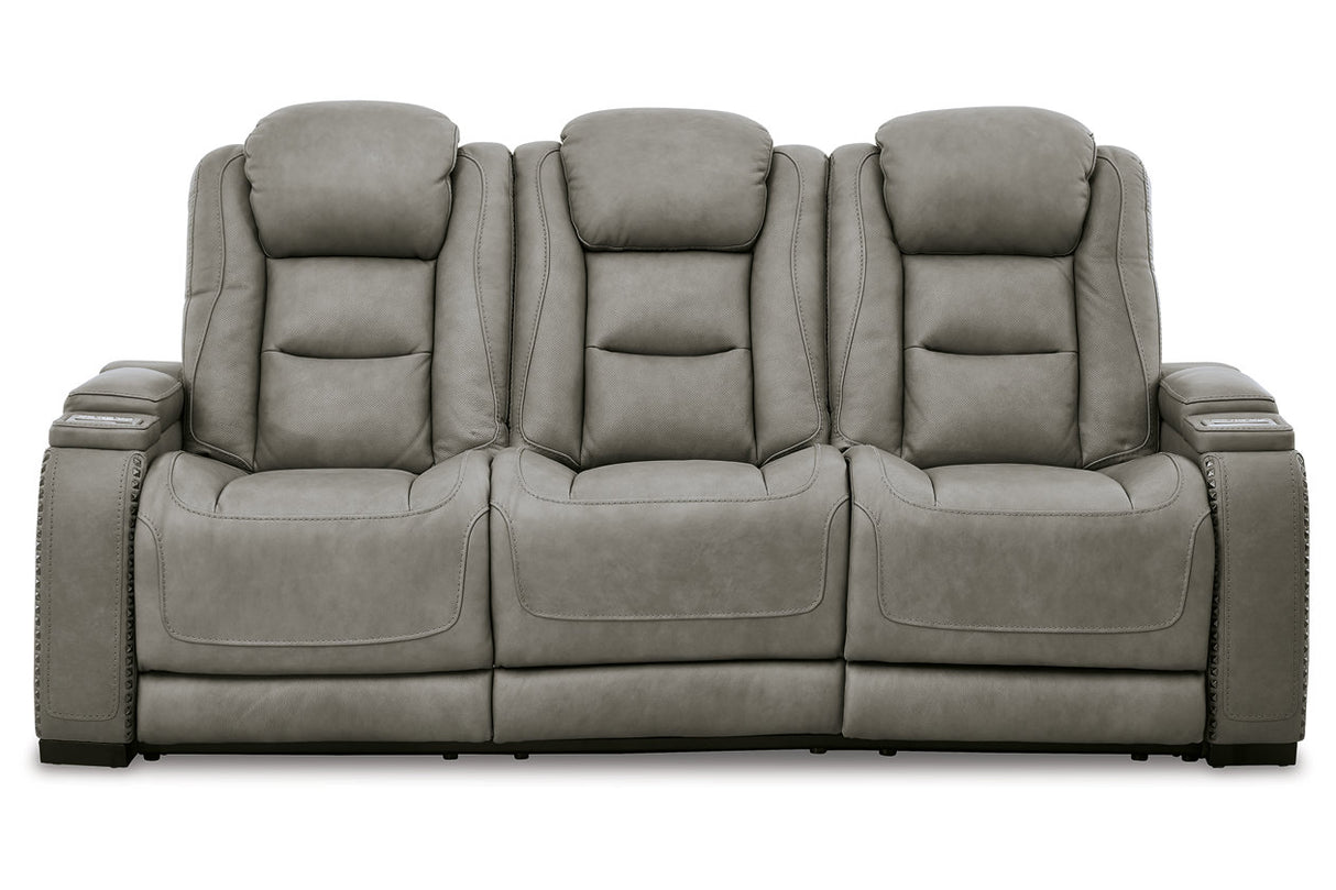 The Man-Den Gray Power Reclining Sofa and Recliner -  Ashley - Luna Furniture