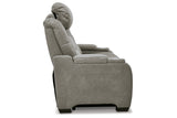 The Man-Den Gray Power Reclining Sofa and Recliner -  Ashley - Luna Furniture