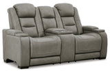 The Man-Den Gray Power Reclining Loveseat and Recliner -  Ashley - Luna Furniture