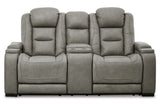 The Man-Den Gray Power Reclining Loveseat and Recliner -  Ashley - Luna Furniture