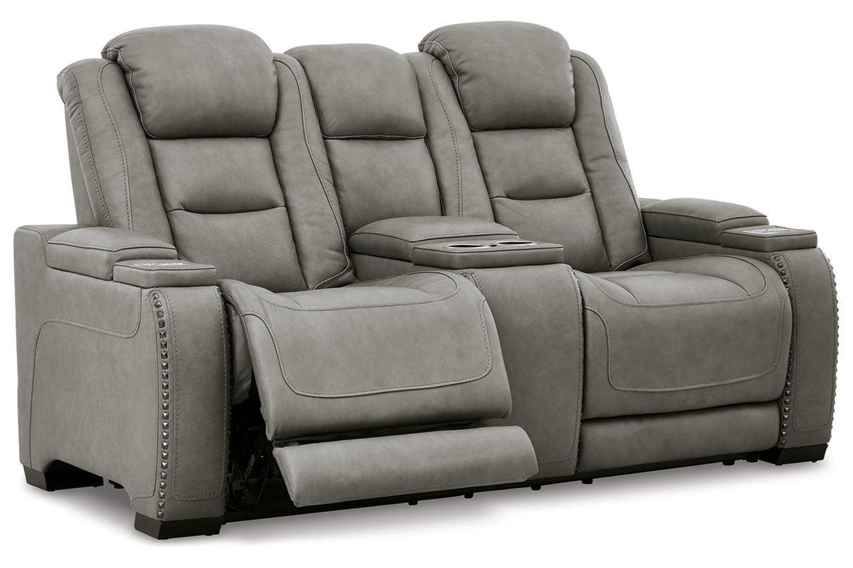 The Man-Den Gray Power Reclining Loveseat and Recliner -  Ashley - Luna Furniture