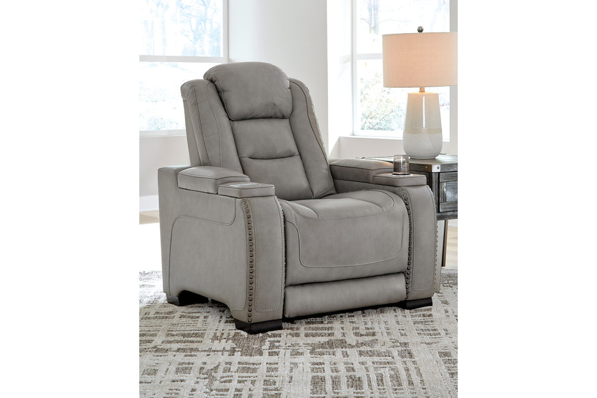 The Man-Den Gray Power Reclining Loveseat and Recliner -  Ashley - Luna Furniture