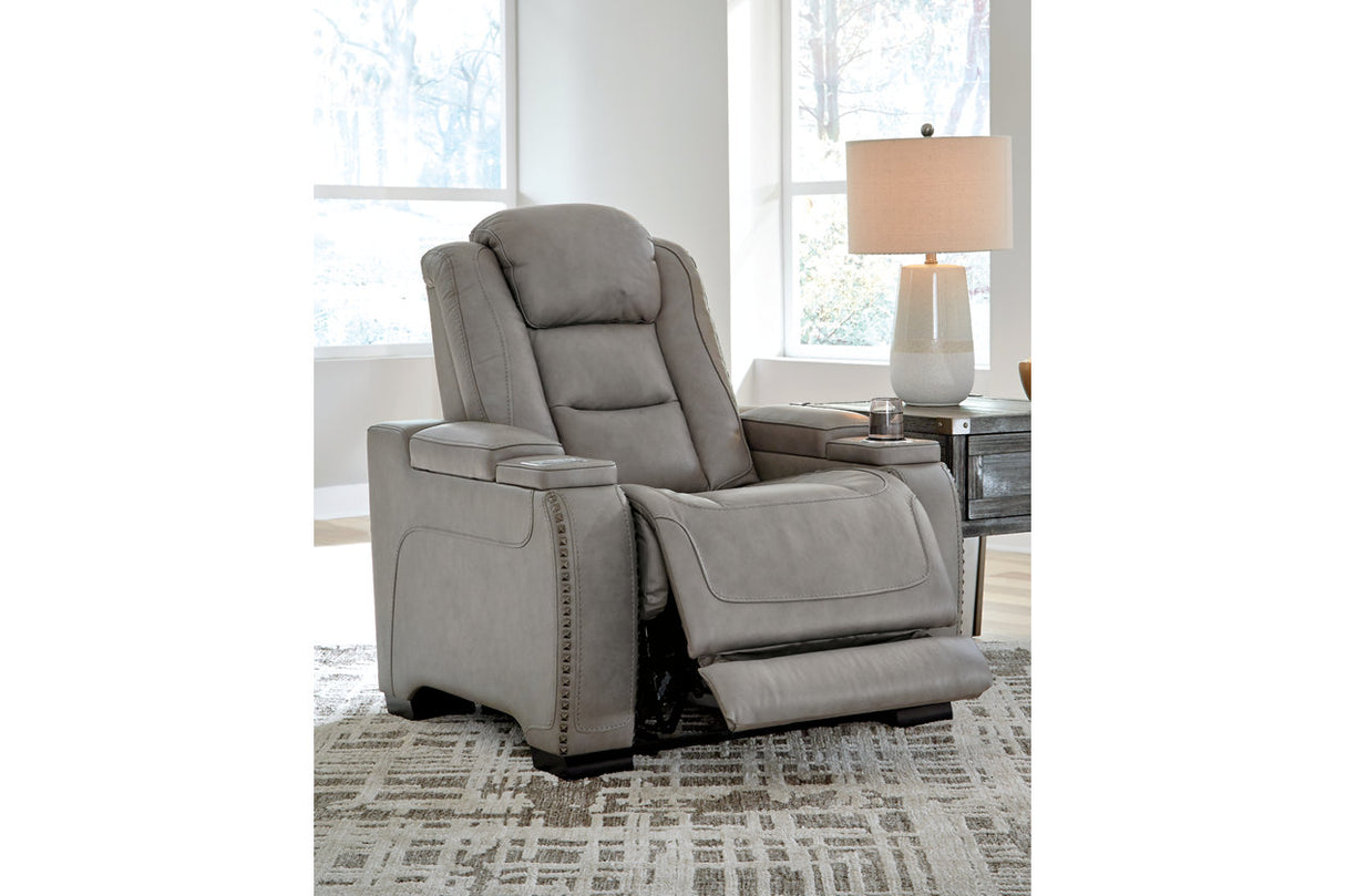 The Man-Den Gray Power Reclining Loveseat and Recliner -  Ashley - Luna Furniture