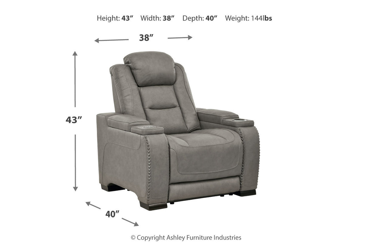 The Man-Den Gray Power Reclining Loveseat and Recliner -  Ashley - Luna Furniture