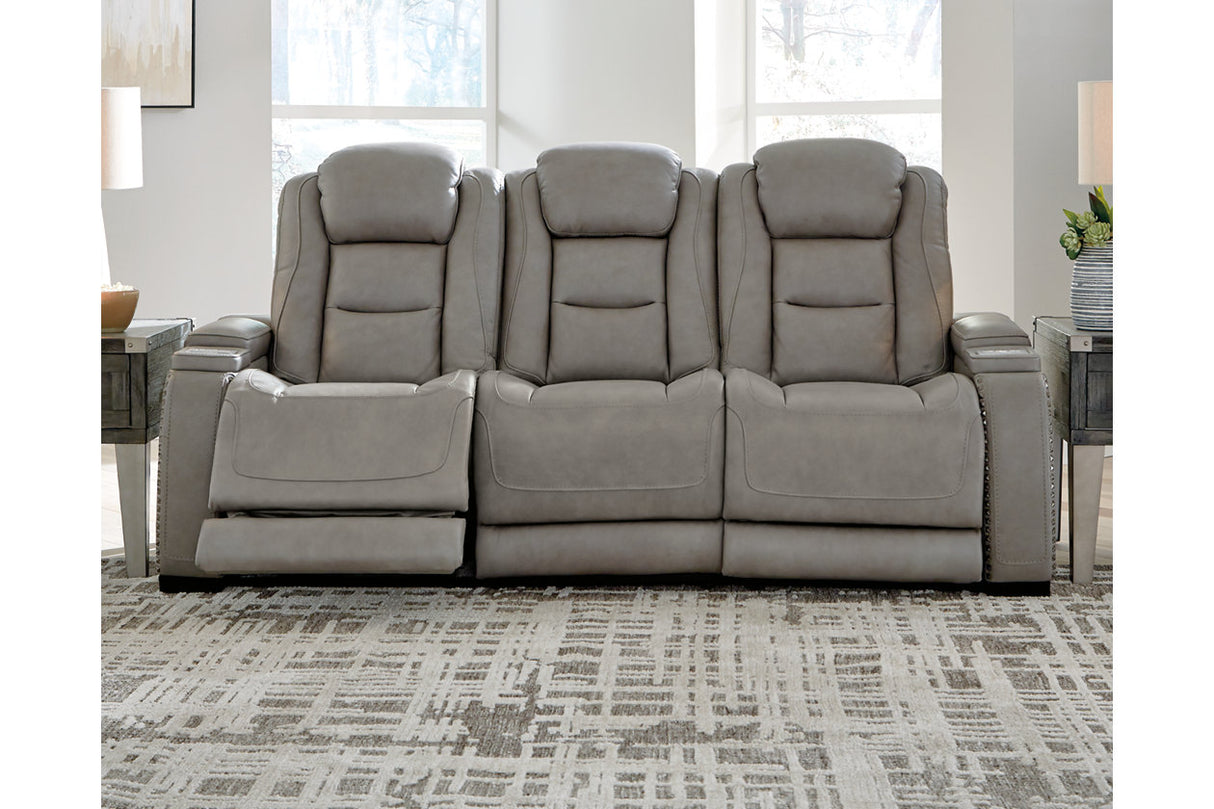 The Man-Den Gray Power Reclining Sofa and Loveseat -  Ashley - Luna Furniture