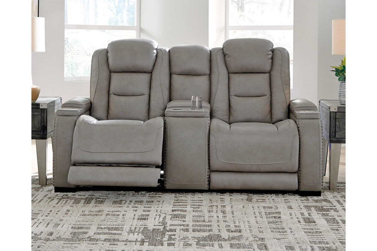 The Man-Den Gray Power Reclining Loveseat and Recliner -  Ashley - Luna Furniture