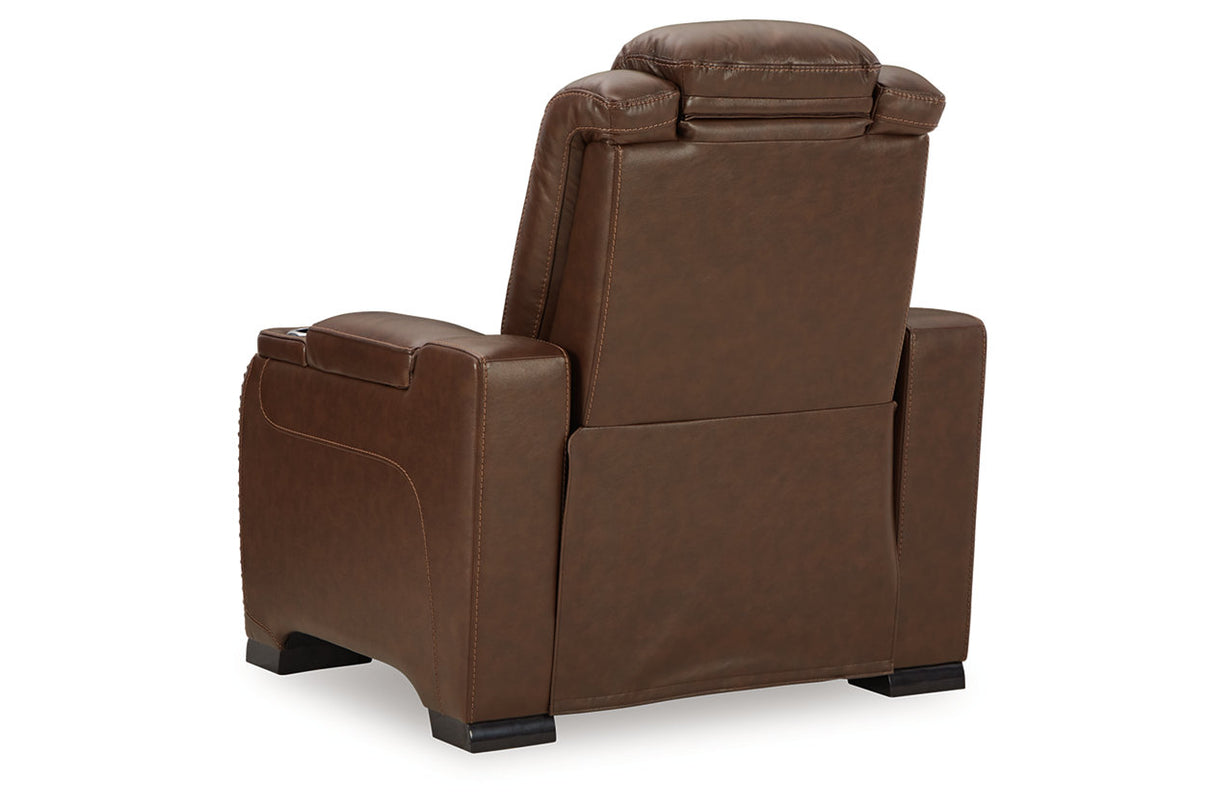 The Man-Den Mahogany Power Reclining Sofa and Recliner -  Ashley - Luna Furniture