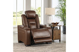 The Man-Den Mahogany Power Reclining Sofa and Recliner -  Ashley - Luna Furniture