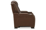 The Man-Den Mahogany Power Reclining Sofa and Recliner -  Ashley - Luna Furniture