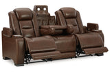 The Man-Den Mahogany Power Reclining Sofa and Loveseat -  Ashley - Luna Furniture