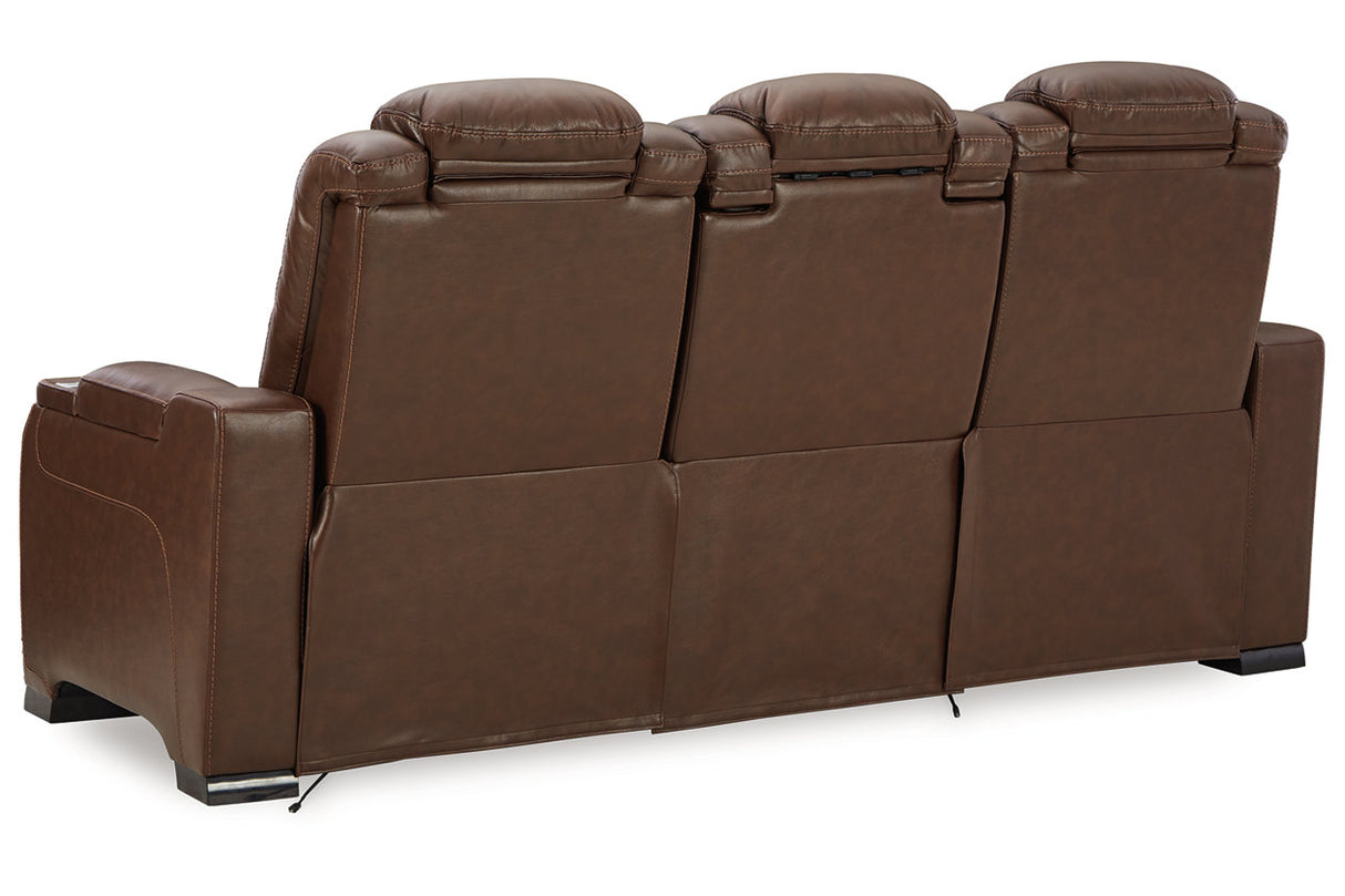 The Man-Den Mahogany Power Reclining Sofa and Loveseat -  Ashley - Luna Furniture