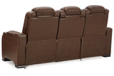 The Man-Den Mahogany Power Reclining Sofa and Recliner -  Ashley - Luna Furniture