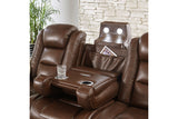 The Man-Den Mahogany Power Reclining Sofa and Recliner -  Ashley - Luna Furniture