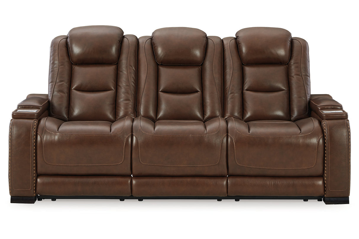 The Man-Den Mahogany Power Reclining Sofa and Loveseat -  Ashley - Luna Furniture