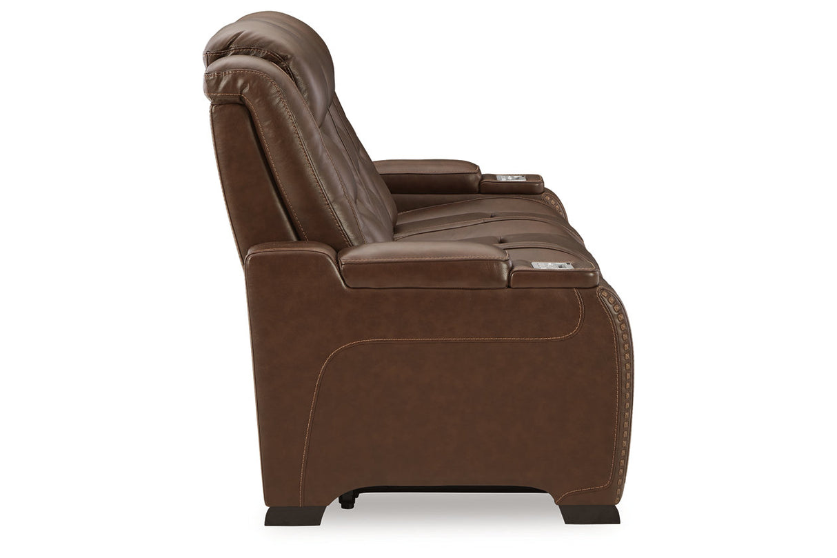 The Man-Den Mahogany Power Reclining Sofa and Loveseat -  Ashley - Luna Furniture