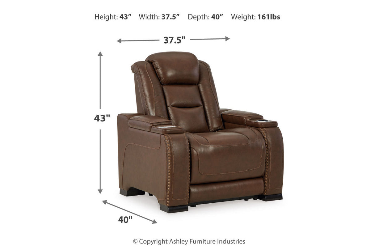 The Man-Den Mahogany Power Reclining Sofa and Recliner -  Ashley - Luna Furniture