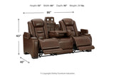 The Man-Den Mahogany Power Reclining Sofa and Recliner -  Ashley - Luna Furniture