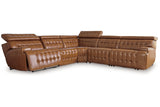 Temmpton Chocolate 5-Piece Power Reclining Sectional -  Ashley - Luna Furniture