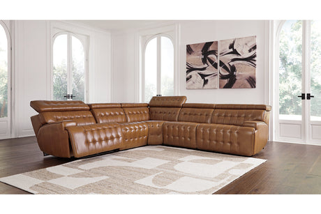 Temmpton Chocolate 5-Piece Power Reclining Sectional -  Ashley - Luna Furniture