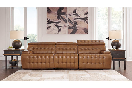 Temmpton Chocolate 3-Piece Power Reclining Sectional Sofa -  Ashley - Luna Furniture