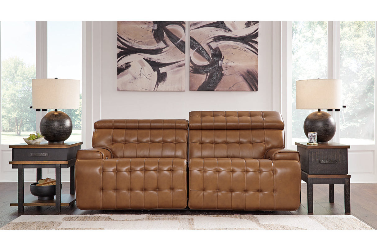 Temmpton Chocolate 2-Piece Power Reclining Sectional Loveseat -  Ashley - Luna Furniture