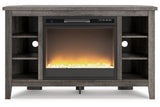 Arlenbry Gray Corner TV Stand with Electric Fireplace -  Ashley - Luna Furniture