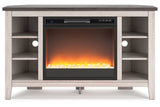 Dorrinson Two-tone Corner TV Stand with Electric Fireplace -  Ashley - Luna Furniture