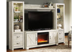 Bellaby Whitewash 4-Piece Entertainment Center with Fireplace -  Ashley - Luna Furniture