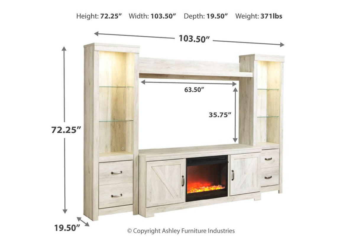 Bellaby Whitewash 4-Piece Entertainment Center with Fireplace -  Ashley - Luna Furniture