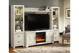 Bellaby Whitewash 4-Piece Entertainment Center with Fireplace -  Ashley - Luna Furniture