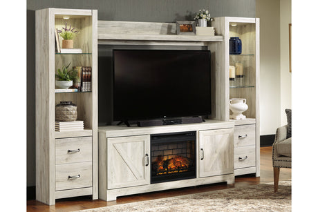 Bellaby Whitewash 4-Piece Entertainment Center with Electric Fireplace -  Ashley - Luna Furniture