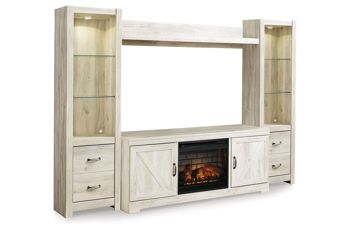 Bellaby Whitewash 4-Piece Entertainment Center with Electric Fireplace -  Ashley - Luna Furniture