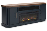 Landocken Two-tone 83" TV Stand with Electric Fireplace -  Ashley - Luna Furniture
