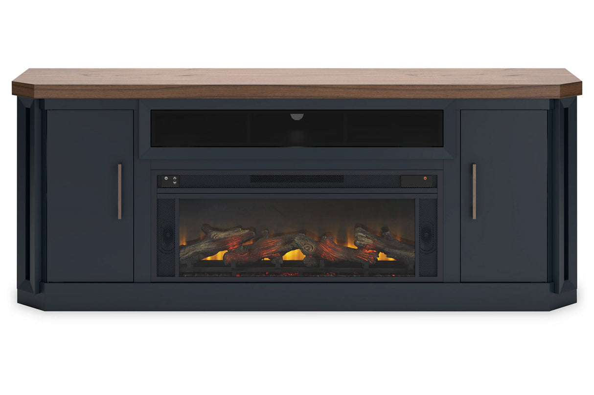 Landocken Two-tone 83" TV Stand with Electric Fireplace -  Ashley - Luna Furniture