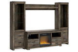 Trinell Brown 4-Piece Entertainment Center with Electric Fireplace from Ashley - Luna Furniture