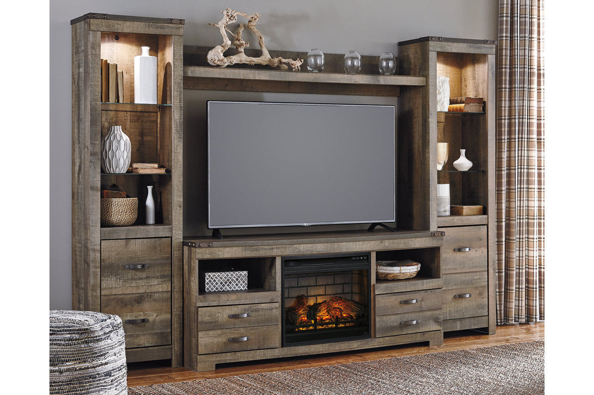 Trinell Brown 4-Piece Entertainment Center with Electric Fireplace -  Ashley - Luna Furniture