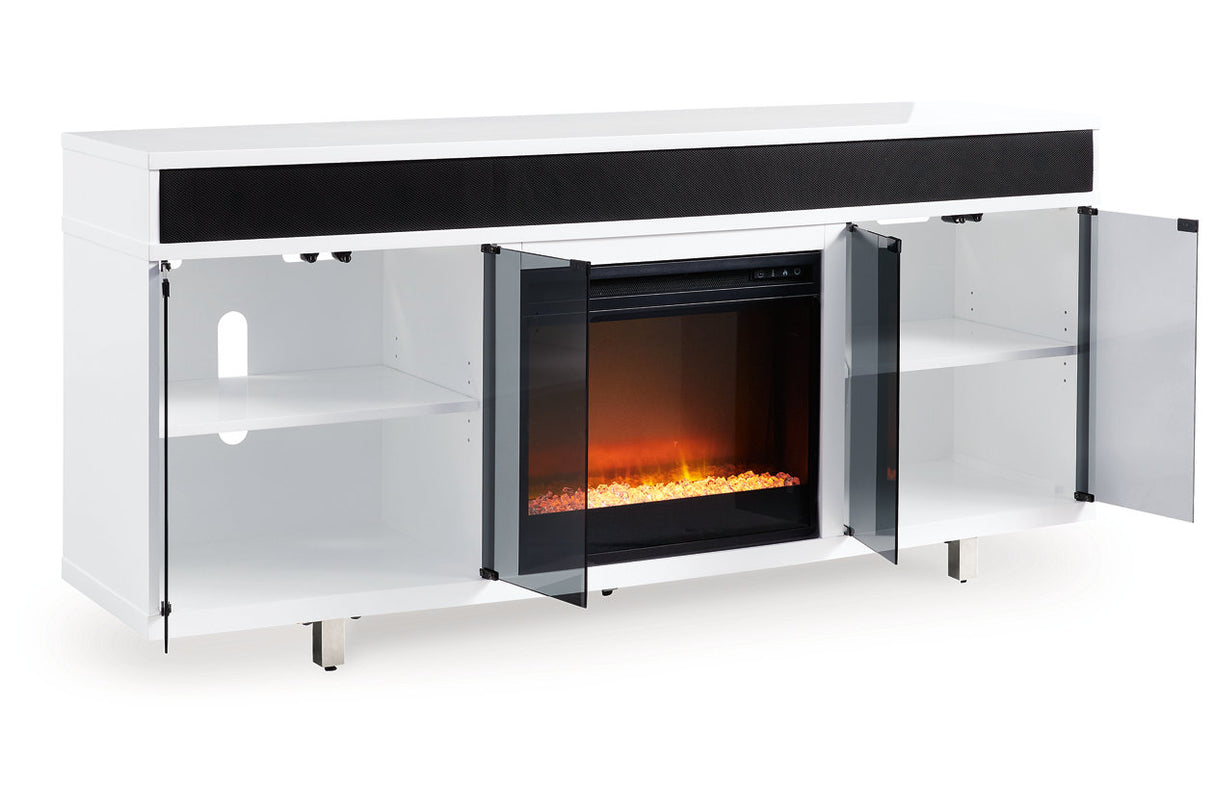 Gardoni White/Black 72" TV Stand with Electric Fireplace from Ashley - Luna Furniture