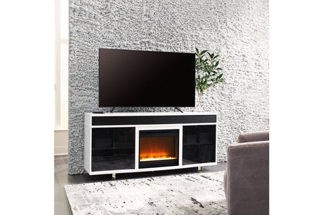 Gardoni White/Black 72" TV Stand with Electric Fireplace -  Ashley - Luna Furniture