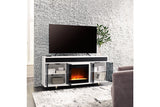 Gardoni White/Black 72" TV Stand with Electric Fireplace from Ashley - Luna Furniture