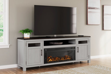 Darborn Gray/Brown 88" TV Stand with Electric Fireplace -  Ashley - Luna Furniture