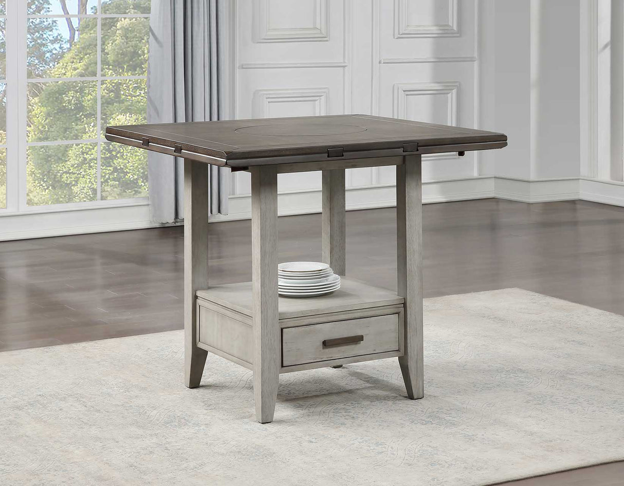 Abacus 59-inch Round Drop-leaf Storage Table from Steve Silver - Luna Furniture