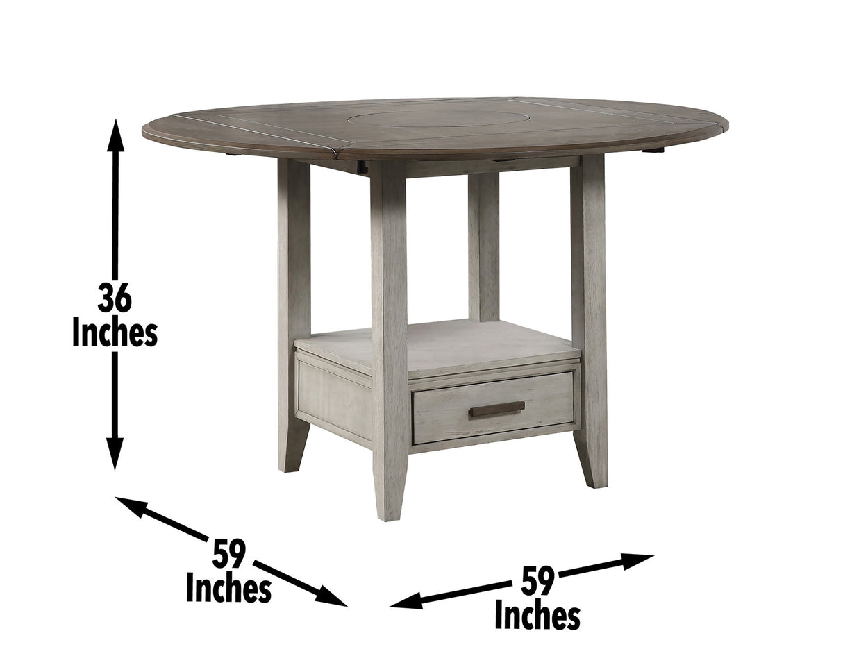 Abacus 59-inch Round Drop-leaf Storage Table from Steve Silver - Luna Furniture