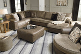 Abalone 3-Piece Sectional with Ottoman in Chocolate - PKG002370