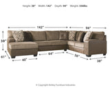 Abalone 3-Piece Sectional with Ottoman in Chocolate - PKG002370