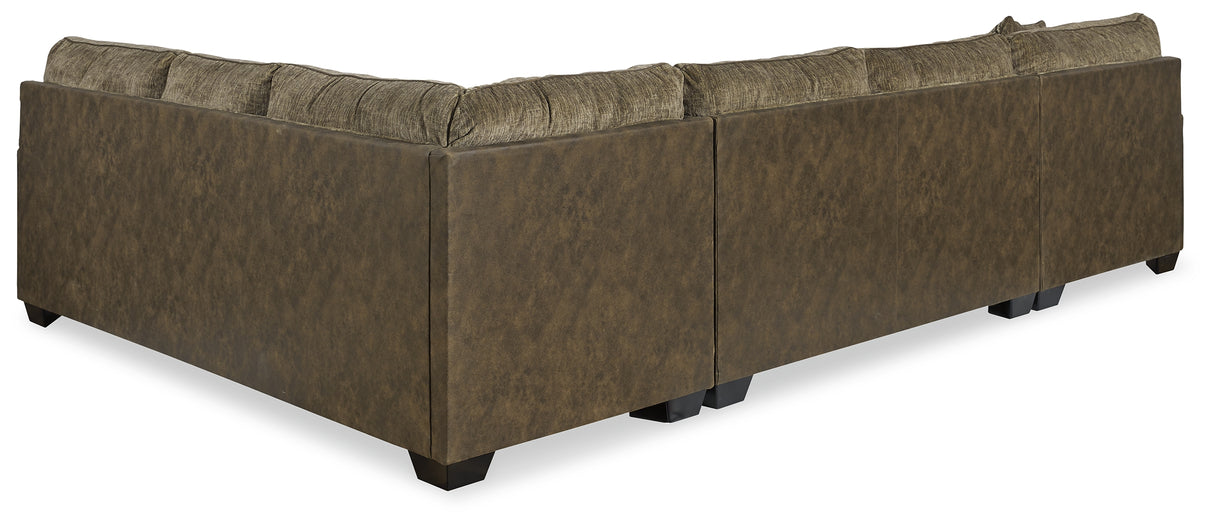 Abalone 3-Piece Sectional with Ottoman in Chocolate - PKG002370