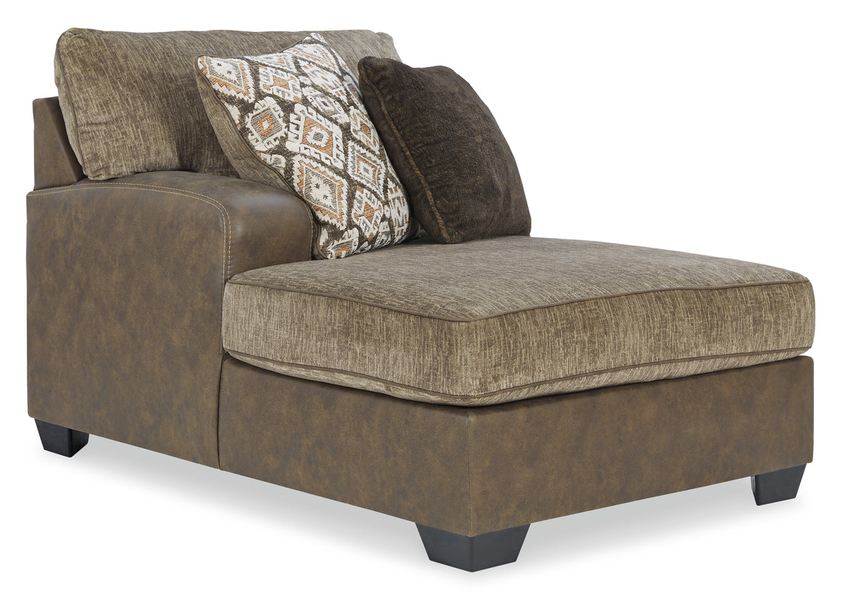 Abalone 3-Piece Sectional with Ottoman in Chocolate - PKG002370