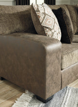 Abalone 3-Piece Sectional with Ottoman in Chocolate - PKG002370