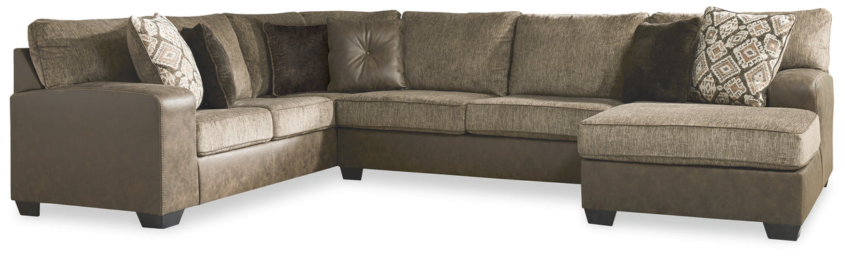 Abalone 3-Piece Sectional with Ottoman in Chocolate from Ashley - Luna Furniture