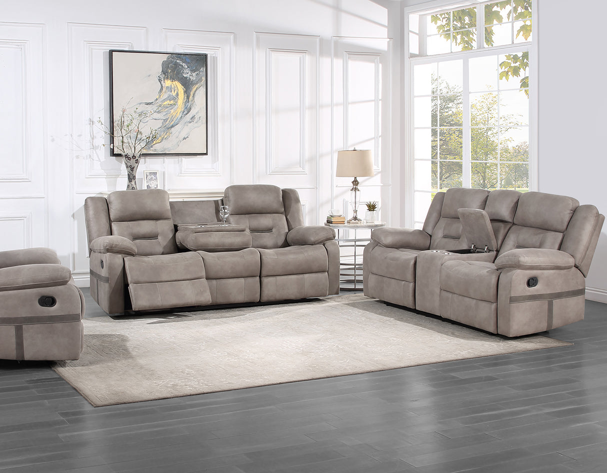 Abilene Manual Reclining Console Loveseat, Tan - ABE900CLN